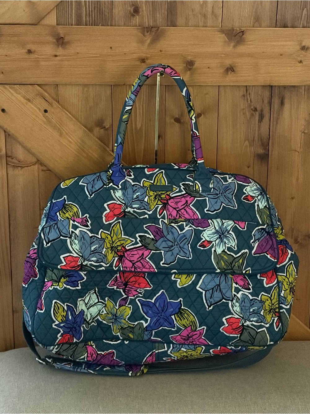 Vera Bradley Quilted Weekender Duffel in Falling Flowers Pattern